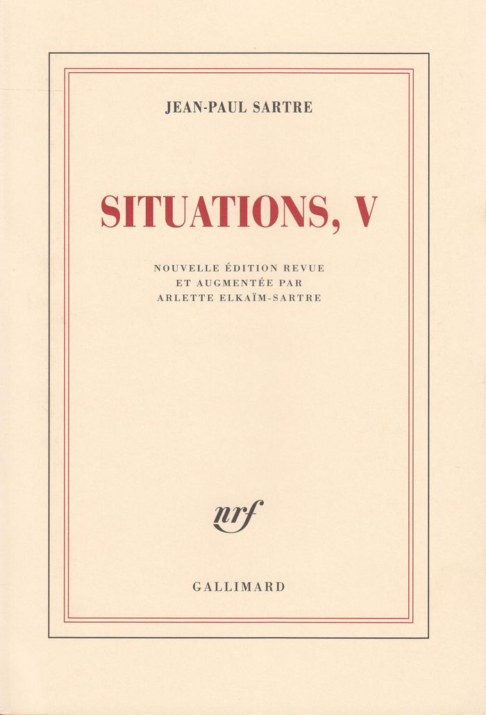 Couverture du livre « SITUATIONS - VOL05 - MARS 1954 - AVRIL 1958 » de Jean-Paul Sartre, librairie Les Contes Infusés à Corte