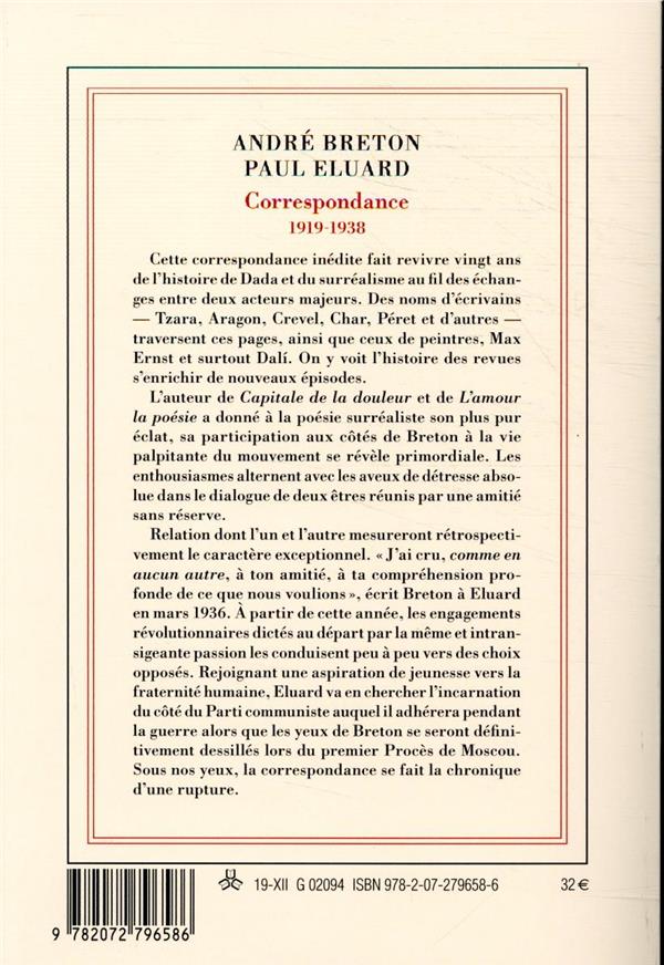 Quatrième de couverture de « CORRESPONDANCE - (1919-1938) »