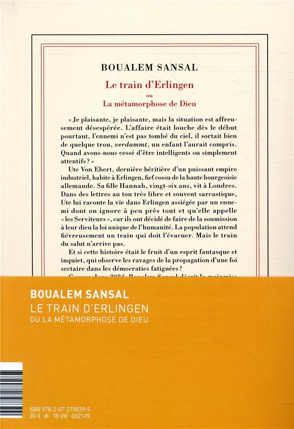 Quatrième de couverture de « Le train d'Erlingen ou La métamorphose de Dieu : roman »