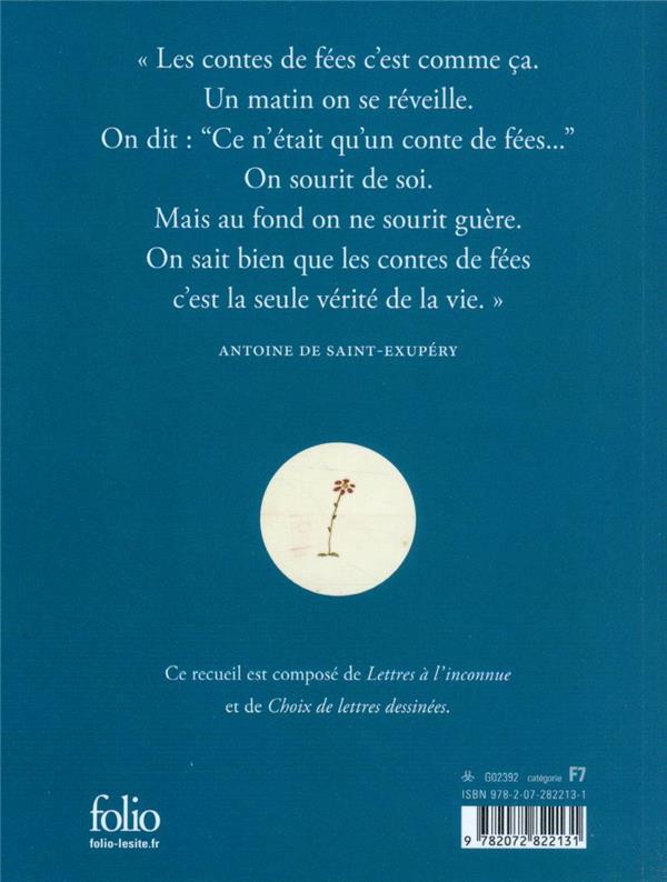 Quatrième de couverture de « Lettres à l'inconnue »