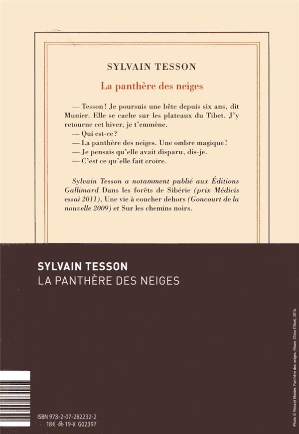 Quatrième de couverture de « La panthère des neiges »