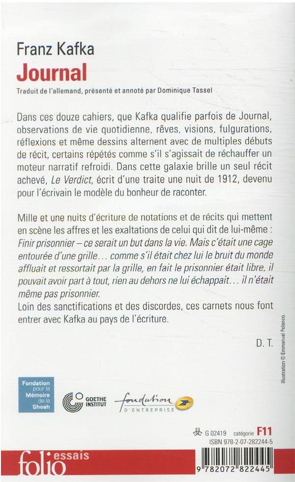 Quatrième de couverture de « Journal : édition intégrale, douze cahiers, 1909-1923 »