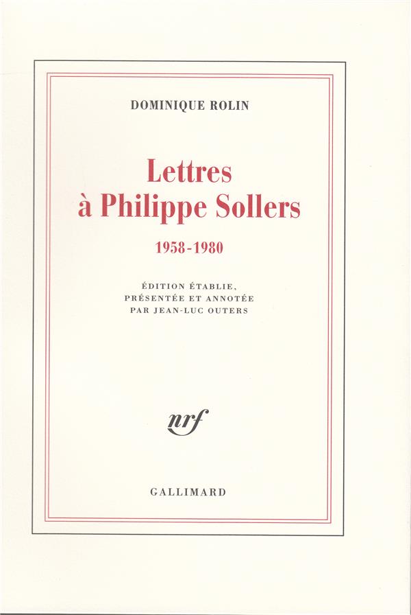 Couverture du livre « LETTRES A PHILIPPE SOLLERS (1958-1980) », librairie Les Contes Infusés à Corte