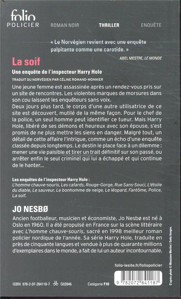 Quatrième de couverture de « La soif »