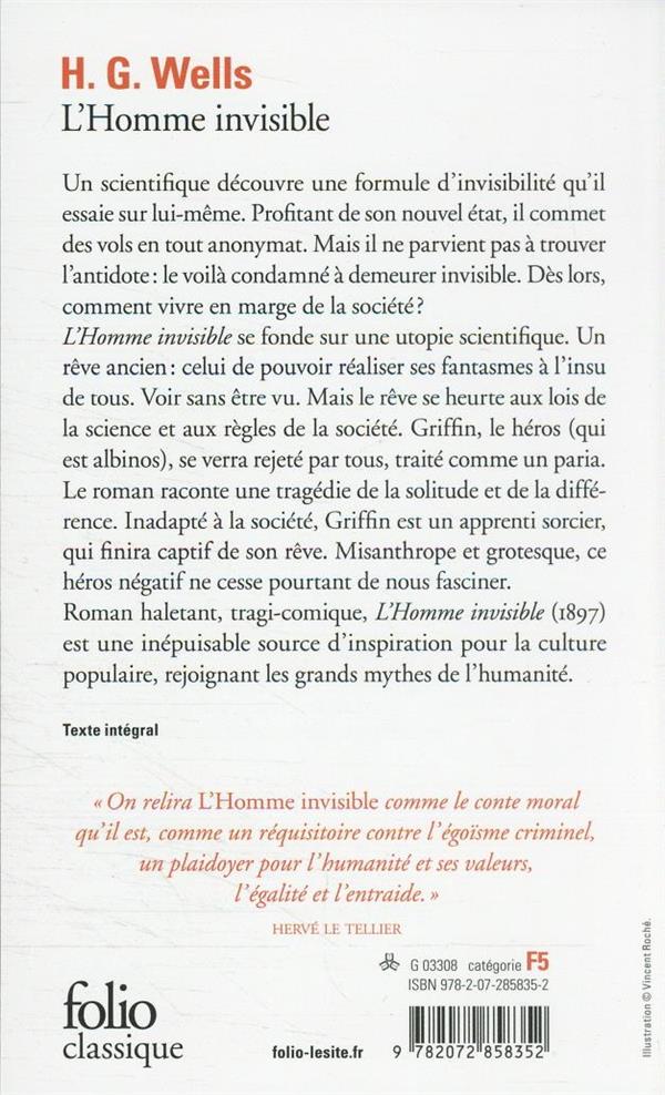Quatrième de couverture de « L'homme invisible »