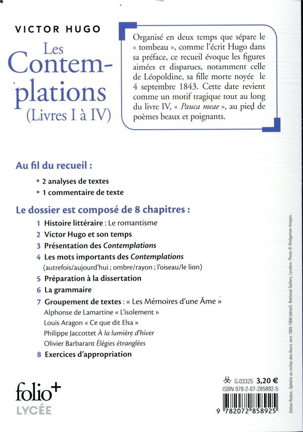 Quatrième de couverture de « LES CONTEMPLATIONS - (LIVRES I A IV) »
