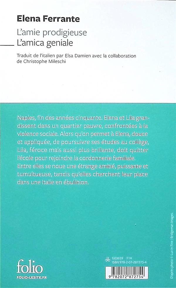 Quatrième de couverture de « L'amie prodigieuse : enfance, adolescence »