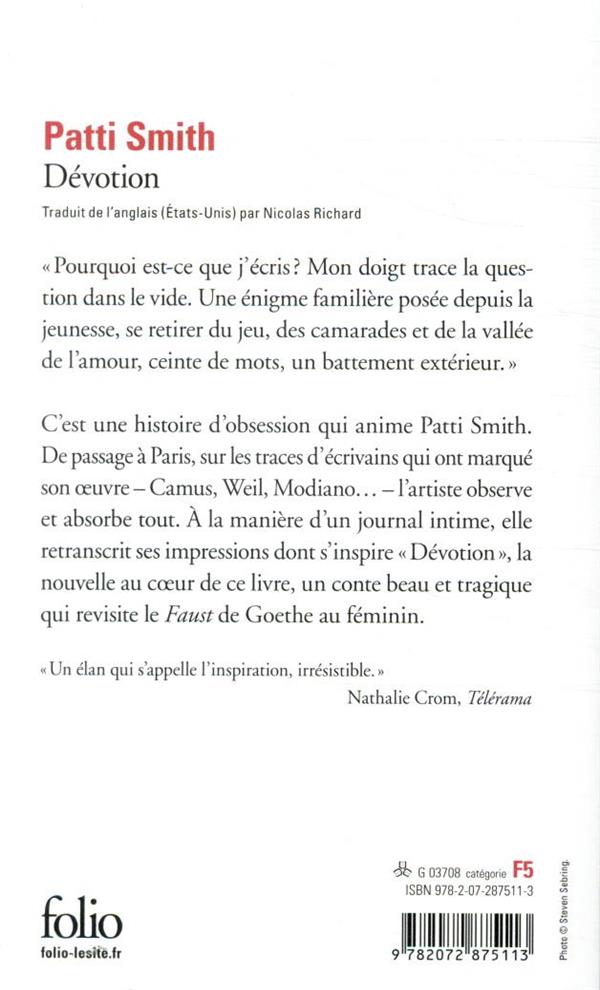 Quatrième de couverture de « Dévotion »