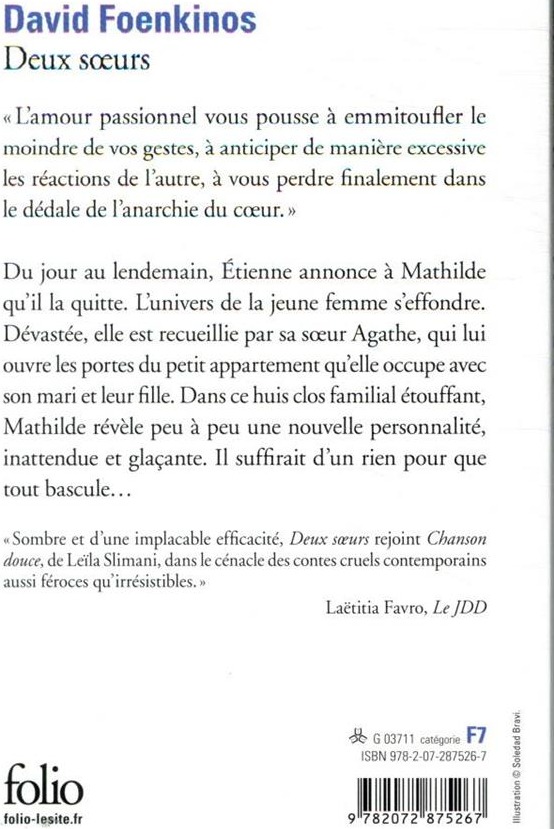 Quatrième de couverture de « DEUX SOEURS »