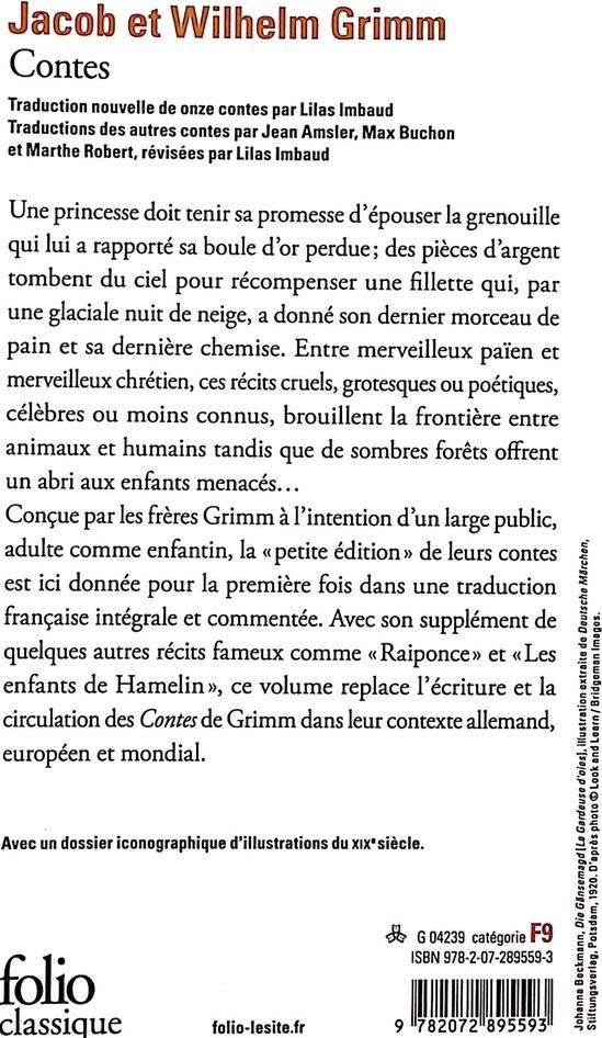 Quatrième de couverture de « CONTES »