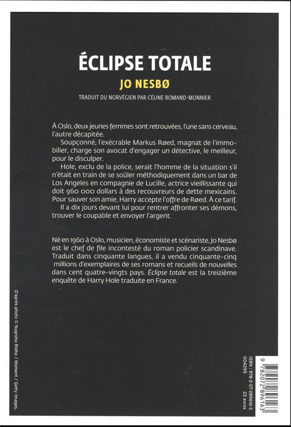 Quatrième de couverture de « Éclipse totale »