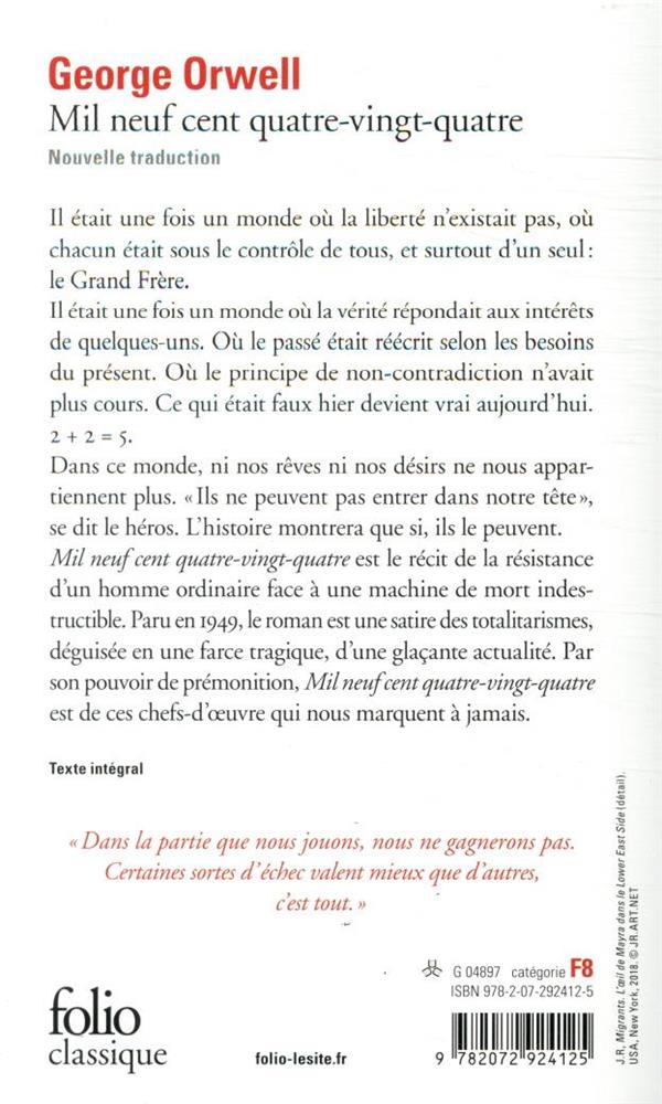 Quatrième de couverture de « Mil neuf cent quatre-vingt-quatre »