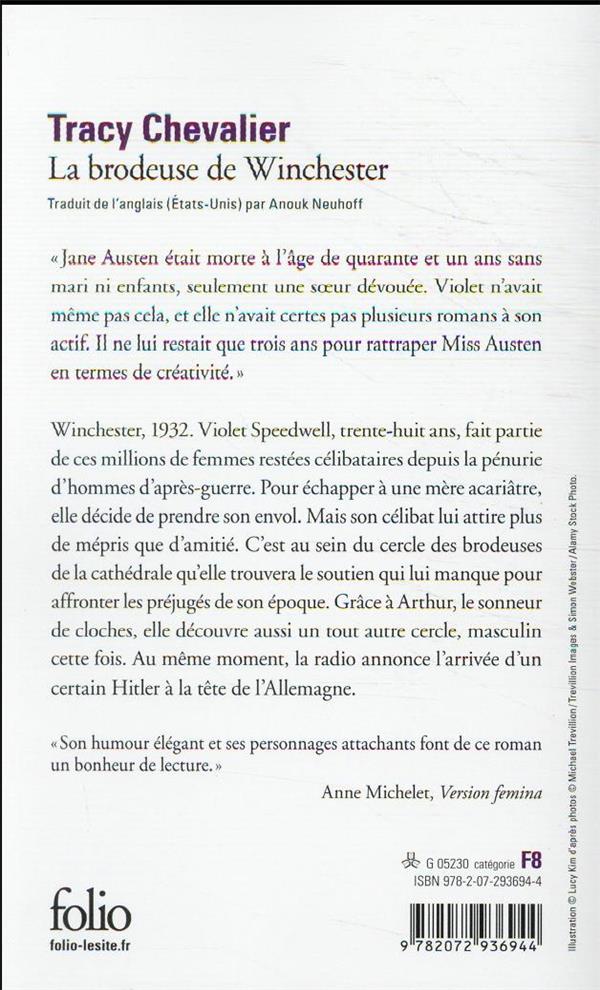 Quatrième de couverture de « La brodeuse de Winchester »
