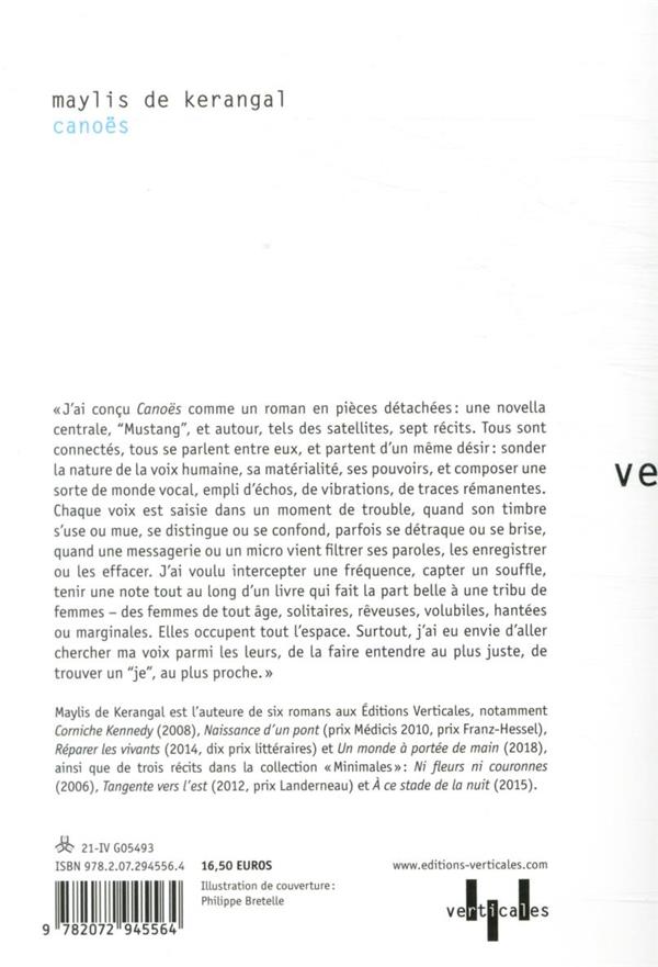 Quatrième de couverture de « Canoës : récits »