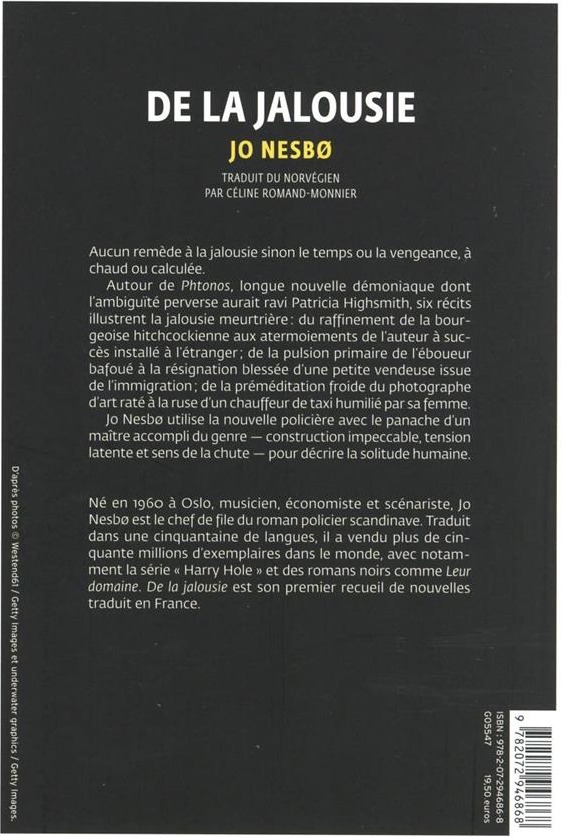 Quatrième de couverture de « De la jalousie »