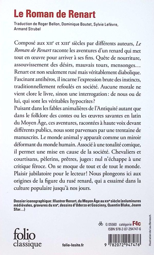Quatrième de couverture de « LE ROMAN DE RENART »