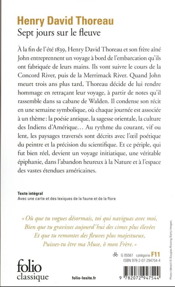 Quatrième de couverture de « Sept jours sur le fleuve »