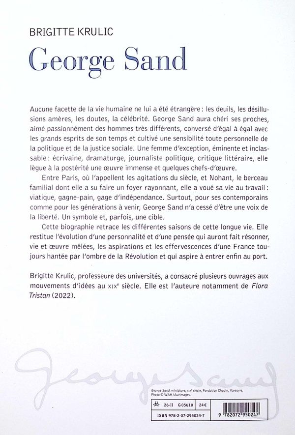 Quatrième de couverture de « George Sand »