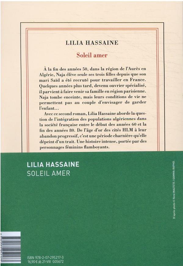 Quatrième de couverture de « Soleil amer : roman »