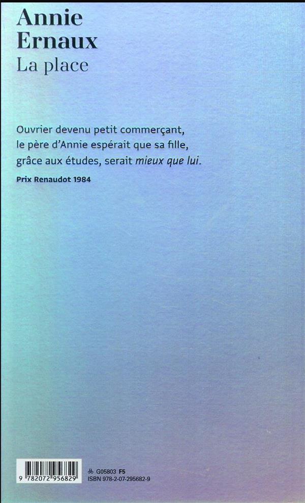 Quatrième de couverture de « La place »