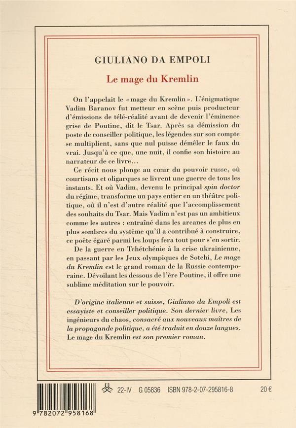 Quatrième de couverture de « Le mage du Kremlin : roman »