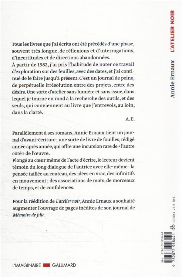 Quatrième de couverture de « L'atelier noir »
