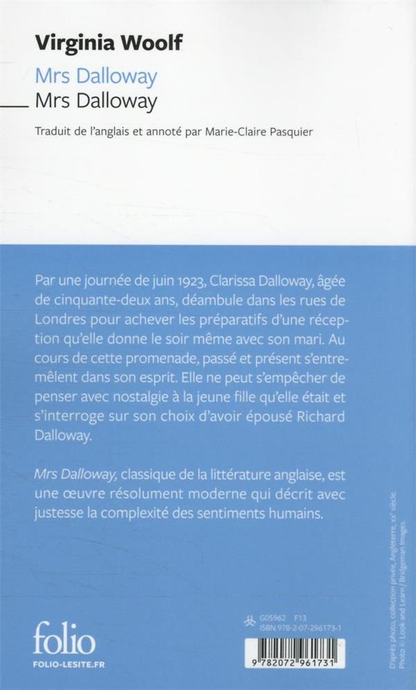 Quatrième de couverture de « Mrs Dalloway »