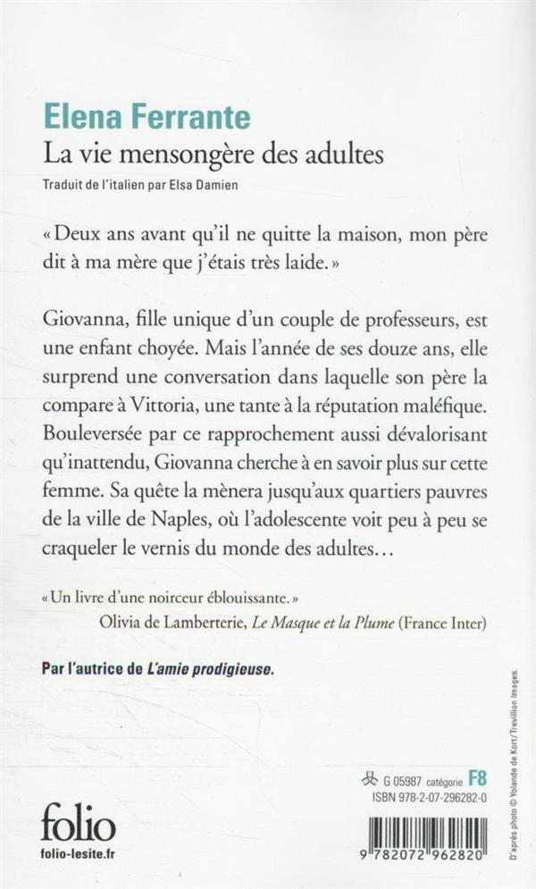 Quatrième de couverture de « La vie mensongère des adultes »