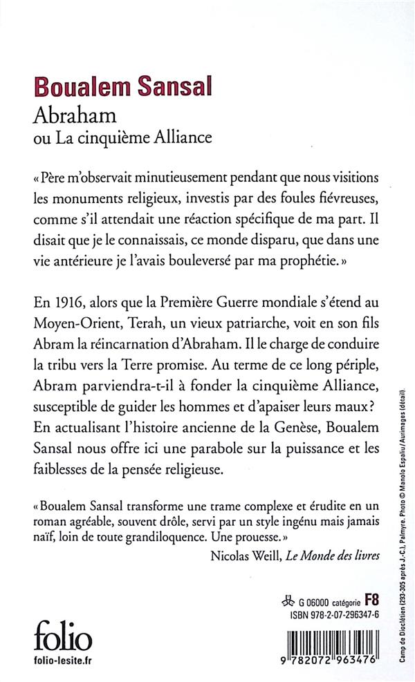 Quatrième de couverture de « Abraham ou La cinquième alliance »