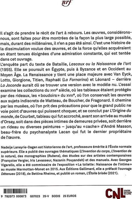 Quatrième de couverture de « Cacher-montrer : une histoire des oeuvres invisibles en Occident »
