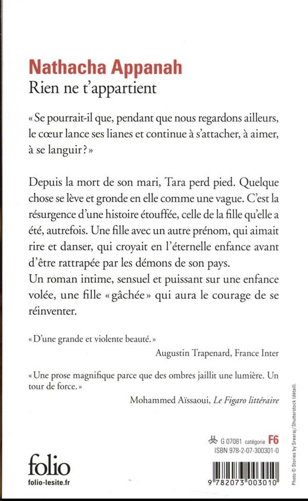 Quatrième de couverture de « Rien ne t'appartient »