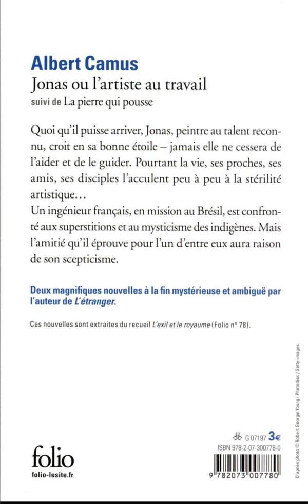 Quatrième de couverture de « Jonas ou L'artiste au travail »