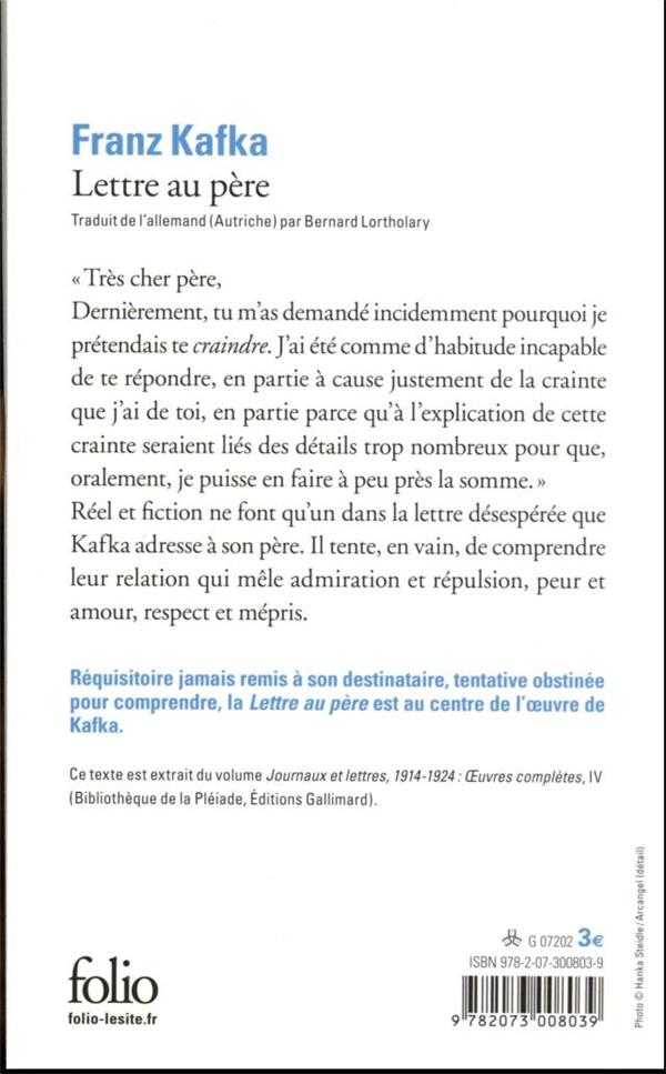 Quatrième de couverture de « LETTRE AU PERE »