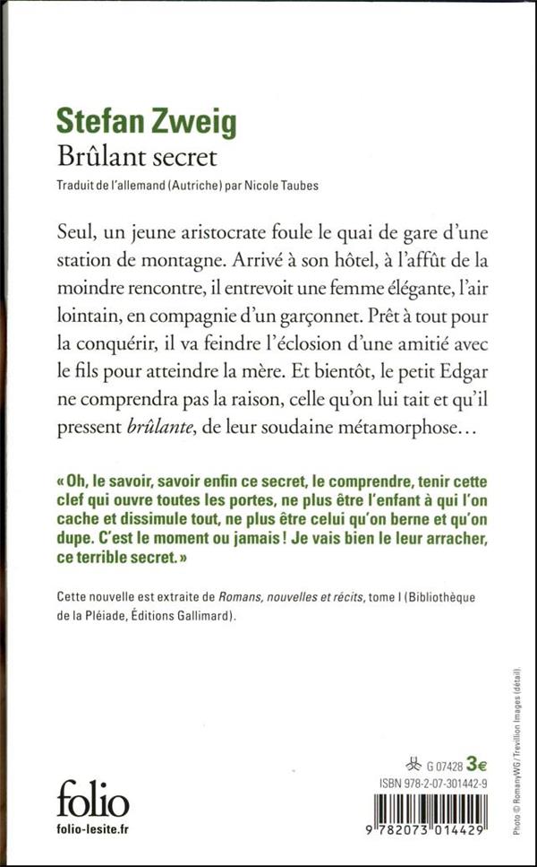 Quatrième de couverture de « BRULANT SECRET »