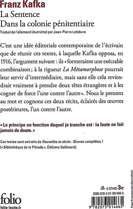 Quatrième de couverture de « La sentence »