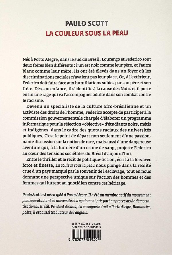 Quatrième de couverture de « La couleur sous la peau : roman »