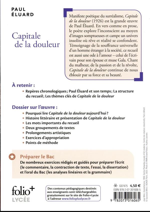 Quatrième de couverture de « Capitale de la douleur »