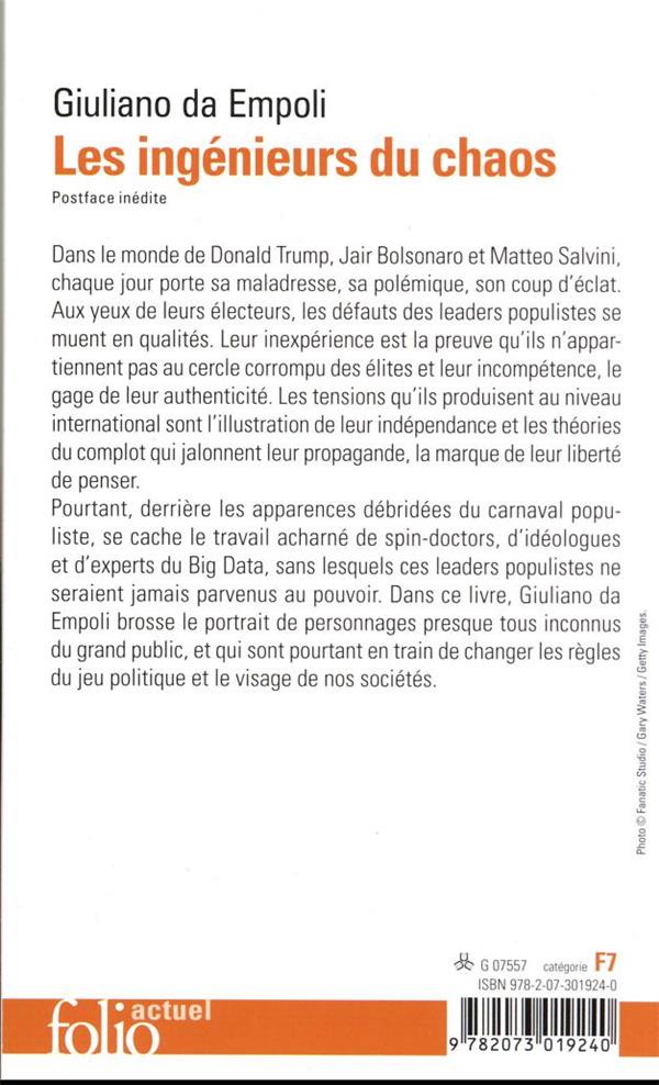 Quatrième de couverture de « Les ingénieurs du chaos »