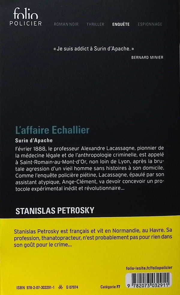 Quatrième de couverture de « L'affaire Echallier »
