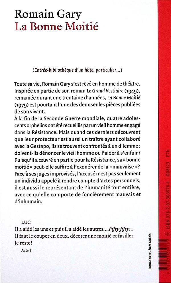 Quatrième de couverture de « La bonne moitié : comédie dramatique en deux actes »