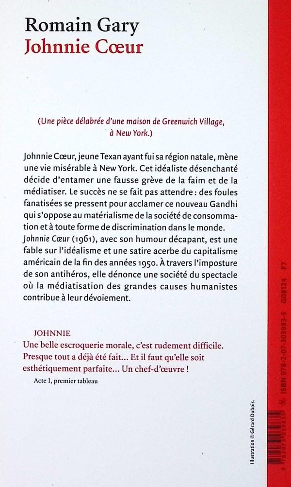 Quatrième de couverture de « Johnnie Coeur : comédie en deux actes et neuf tableaux »