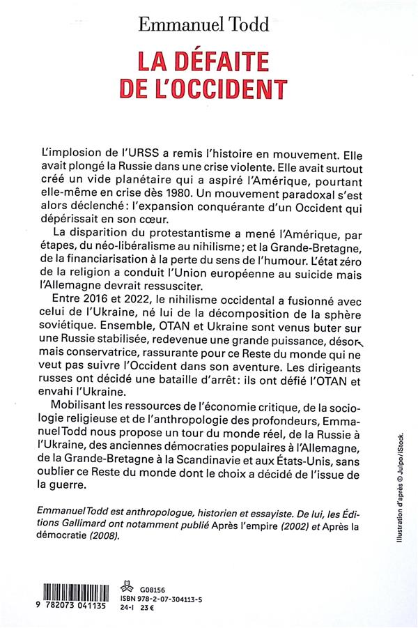 Quatrième de couverture de « La défaite de l'Occident »