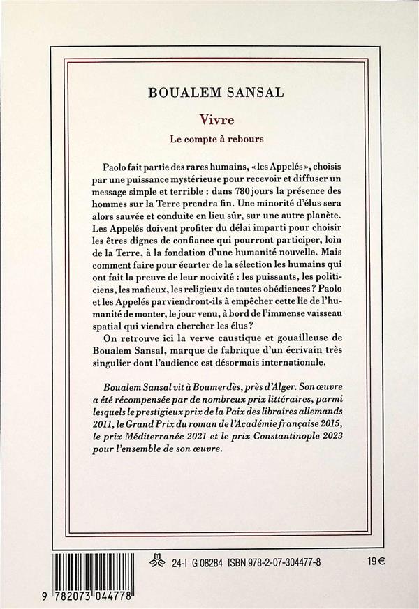 Quatrième de couverture de « Vivre : le compte à rebours »