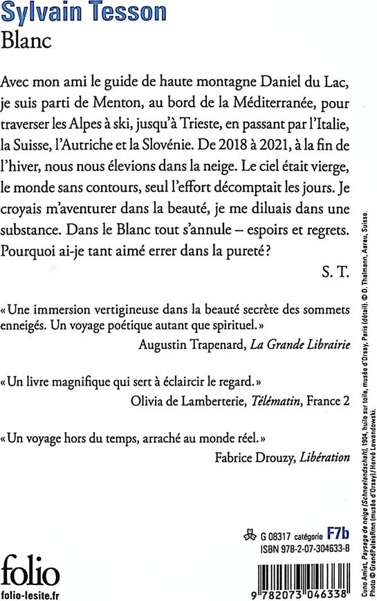 Quatrième de couverture de « BLANC »