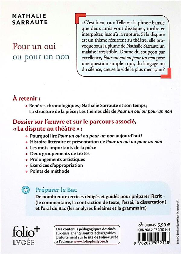 Quatrième de couverture de « POUR UN OUI OU POUR UN NON - BAC 2026 »