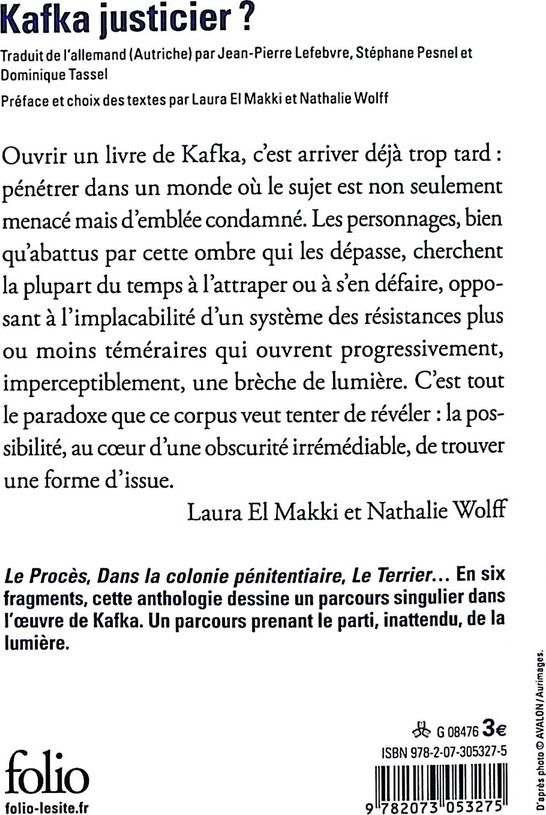 Quatrième de couverture de « Kafka justicier ? »