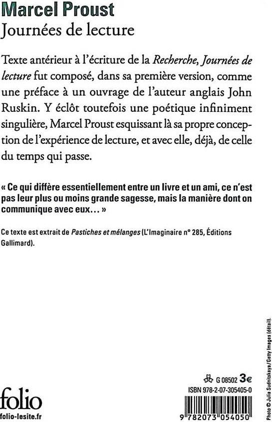 Quatrième de couverture de « JOURNEES DE LECTURE »