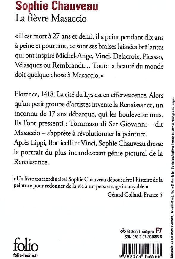 Quatrième de couverture de « La fièvre Masaccio »