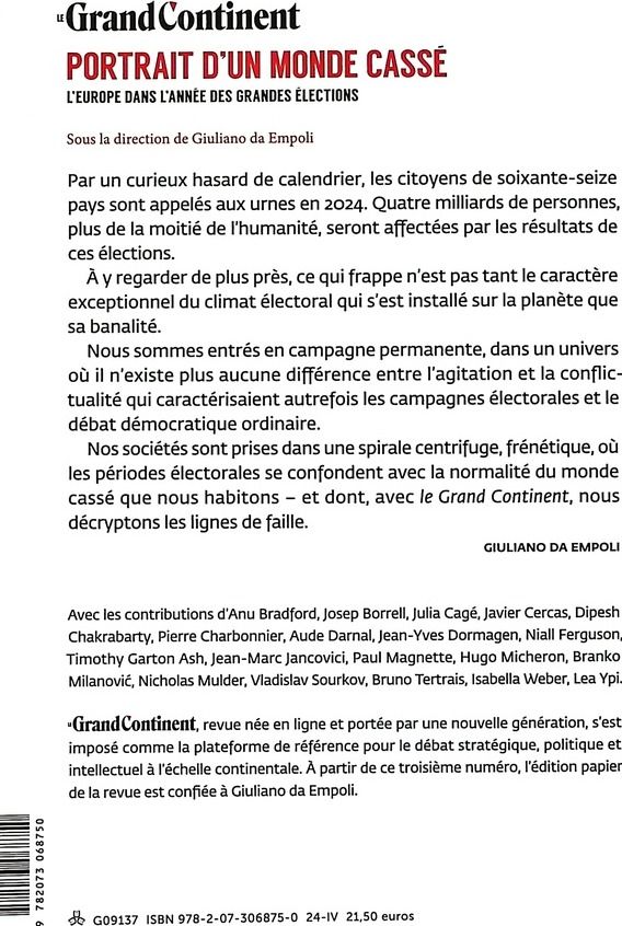 Quatrième de couverture de « Portrait d'un monde cassé : l'Europe dans l'année des grandes élections »