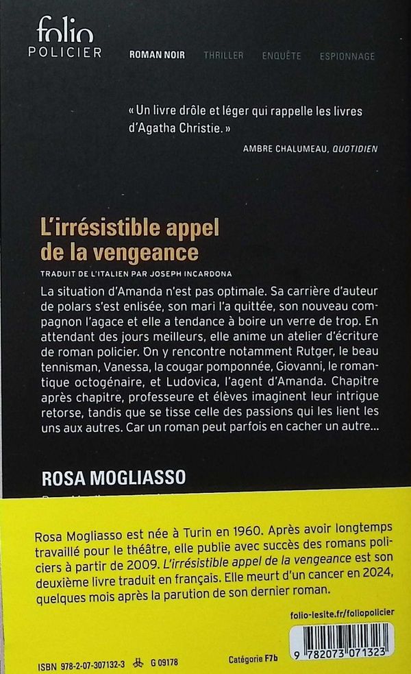 Quatrième de couverture de « L'irrésistible appel de la vengeance »